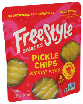 Freestyle Snacks Pickle Chips Kickin Pcks - Left - Front