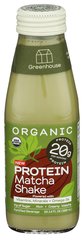 Greenhouse Protein Shake Matcha Org - Centre - Front