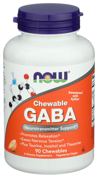 NOW CHEWABLE GABA NATURAL NEUROTRANSMITTER DIETARY SUPPLEMENT, 90 COUNT - Centre - Front