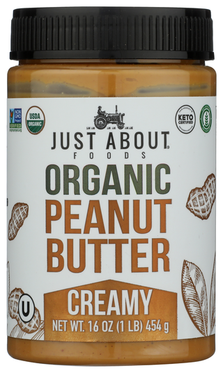 Just About Foods Peanut Butter Creamy Org - No Plunge - Front