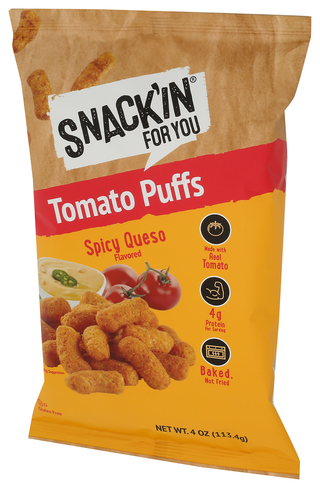 Snackin For You Puffs Tomato Spcy Queso - Right - Front