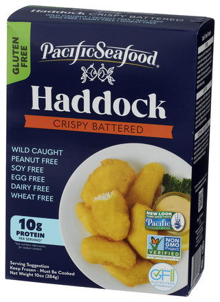 Pacific Seafood Brand Haddock Battered - Right - Front
