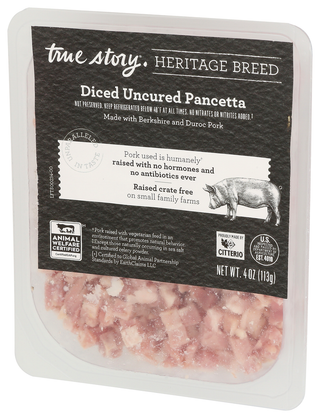True Story Pancetta Uncured Diced - Right - Front