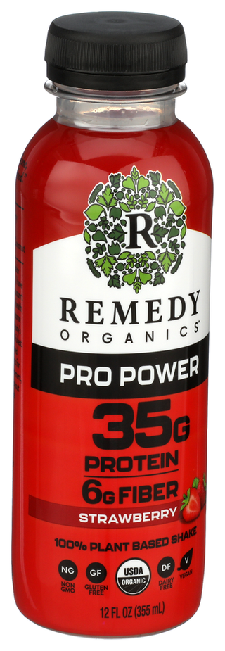 Remedy Organics Bev Strwby 35g Protein - Left - Front