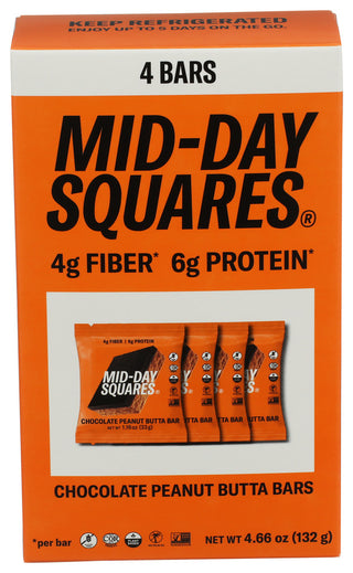Mid Day Squares Bar Peanut Butter 4pk - Centre - Front