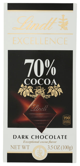 Lindt Choc Bar Exc 70% Cocoa - No Plunge - Front