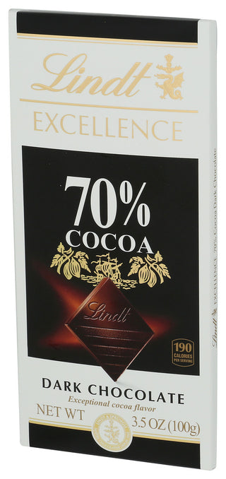 Lindt Choc Bar Exc 70% Cocoa - Right - Front