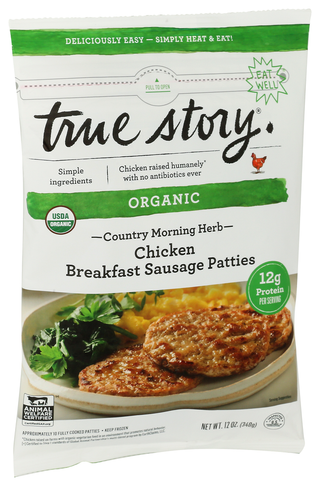 True Story Sausage Chckn Herb Patty - Left - Front