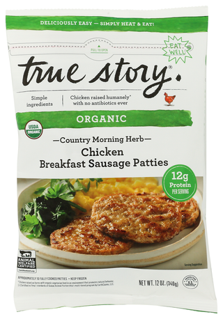 True Story Sausage Chckn Herb Patty - No Plunge - Front