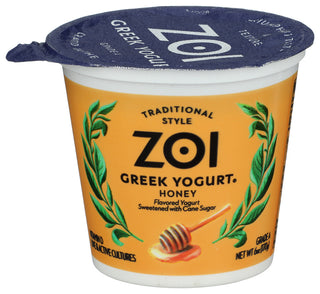 ZOI TRADITIONAL STYLE GREEK YOGURT, HONEY, 6 OZ. - Centre - Front