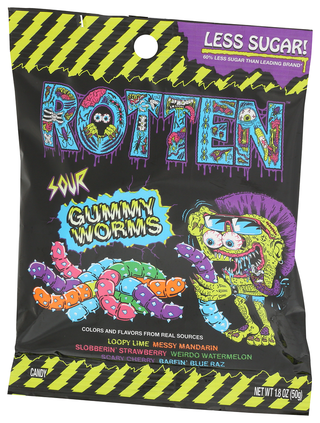 Rotten Gummy Worms Sour - Right - Front