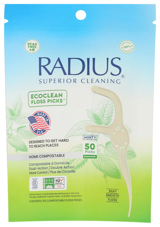 Radius Floss Picks Adult Pprmnt - No Plunge - Front