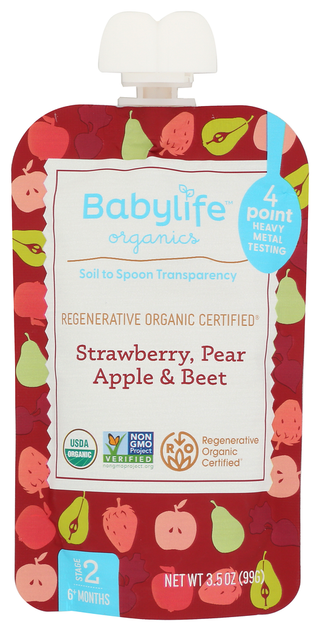 Babylife Pouch Strwby Pr Apl Beet - No Plunge - Front
