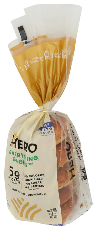 Hero Bread Bagel Everything 5pc - Right - Front