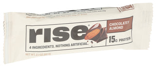 RISE BAR PROTEIN BAR, CHOCOLATEY ALMOND, 2.1 OZ. - Left - Front