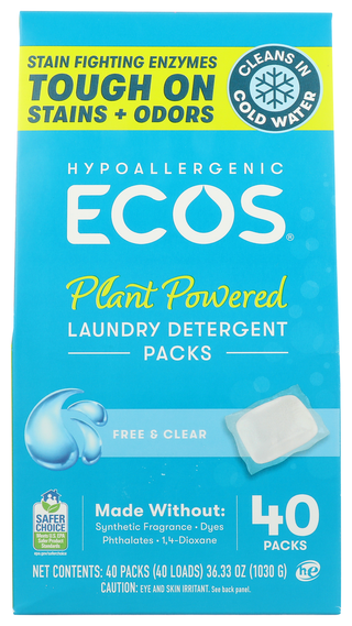 Ecos Laundry Pack Freeclr 40pk - No Plunge - Front