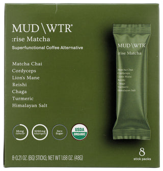 Mud Wtr Matcha 8 Stick Packs - No Plunge - Front
