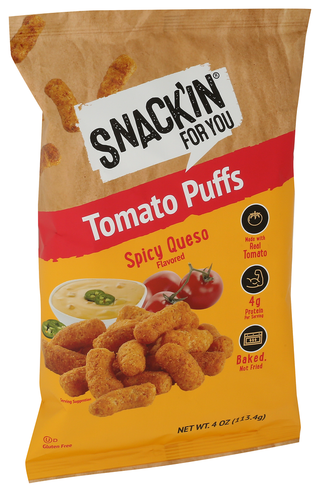 Snackin For You Puffs Tomato Spcy Queso - Left - Front