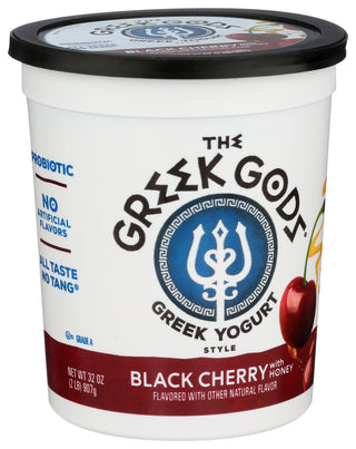 THE GREEK GODS BLACK CHERRY GREEK YOGURT, 32 OZ. - Left - Front