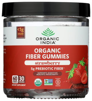 Organic India Fiber Org Strwbry Gummy - No Plunge - Front