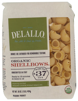 Delallo Pasta Shellbow 37 Org - No Plunge - Front
