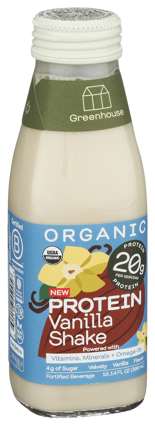 Greenhouse Protein Shake Vnilla Org - Left - Front