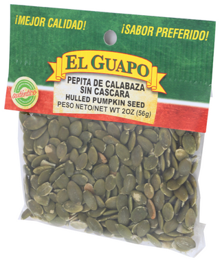 EL GUAPO HULLED PUMPKIN SEED, 2 OZ. - Right - Front