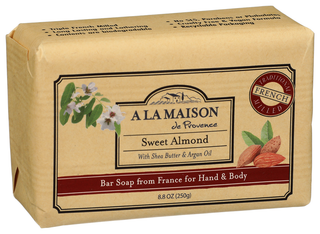 A LA MAISON DE PROVENCE SOAP BAR, SWEET ALMOND, 8.8 OZ. - Left - Front