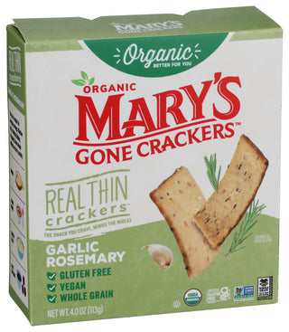 Marys Gone Crackers Cracker Thn Garlic Rsmry - Left - Front