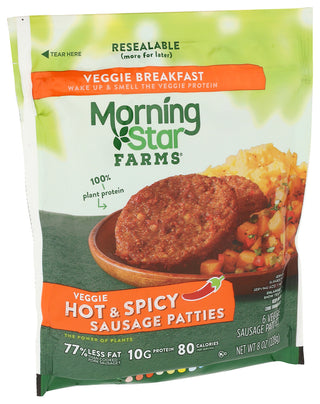 Morningstar Farms Sausage Patty Hot & Spcy - Left - Front