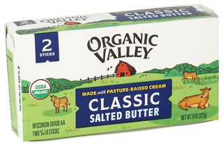 Organic Valley Salted Organic Butter, 8 oz - Left - Front