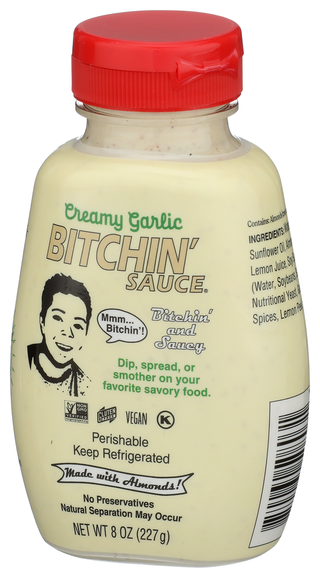 Bitchin' Sauce Creamy Garlic Squeeze Bottle, 8oz - Right - Front