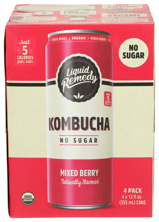 Liquid Remedy Kombucha Mxd Brry 4pk Og - Centre - Front