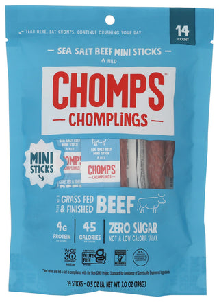 Chomps Chomplings Ss Beef 14pk - No Plunge - Front