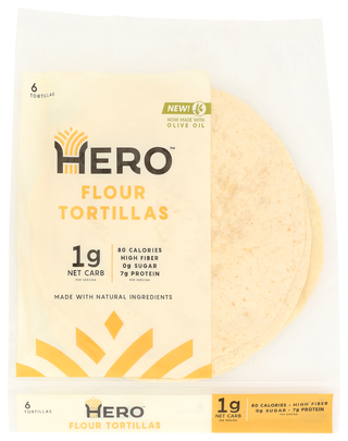 Hero Bread Tortillas 8in 6pc - No Plunge - Front