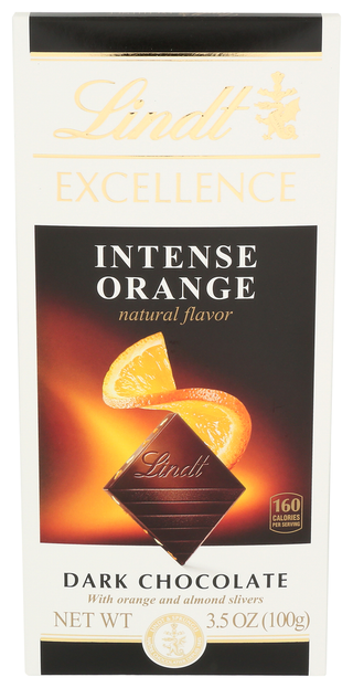 LINDT EXCELLENCE INTENSE ORANGE DARK CHOCOLATE, 3.5 OZ.  - Centre - Front