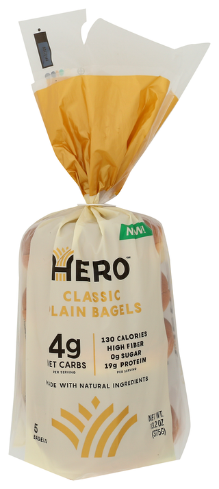 Hero Bread Bagel Plain Classic 5pc - No Plunge - Front