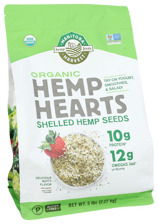 MANITOBA HARVEST RAW SHELLED HEMP SEEDS ORGANIC HEMP HEARTS, 5 LB. - Left - Front