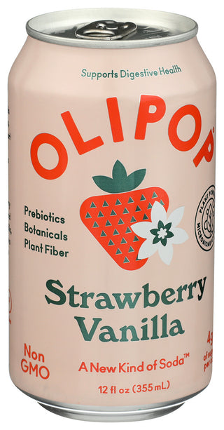 Olipop Soda Preb Strwbr Vanilla - Left - Front