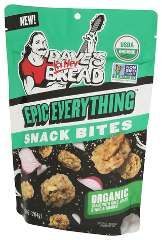 DAVE'S KILLER BREAD EPIC EVERYTHING CRUNCHY SNACK BITES, EVERYTHING FLAVOR ORGANIC SNACKS, 7.2 OZ - Right - Front