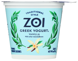 ZOI GREEK YOGURT, VANILLA, 6 OZ. - No Plunge - Front