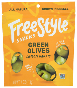 Freestyle Snacks Olives Grn Lemon Garlic - No Plunge - Front