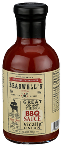 BRASWELL'S GREAT ON ANYTHING BBQ SAUCE VIDALIA ONION FLAVOR, 13.5 OZ. - Right - Front