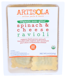 Artisola Ravioli Spinach Chs Org - Centre - Front