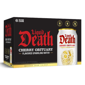 Liquid Death Water Sp Cherry Obit 6pk - Left - Front