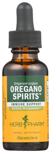HERB PHARM IMMUNE SUPPORT, OREGANO SPIRITS HERBAL EXTRACT, 1 FL. OZ. BOTTLE - _ - Front