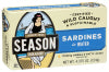 SEASON SARDINES IN WATER, 4.3 OZ. - Left - Front