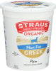 STRAUS FAMILY CREAMERY ORGANIC PLAIN NONFAT GREEK YOGURT, 32 OZ. - Left - Front