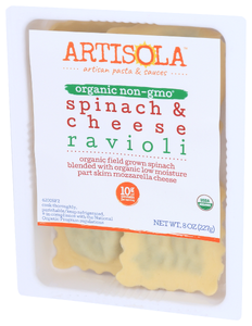 Artisola Ravioli Spinach Chs Org - Right - Front