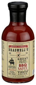 BRASWELL'S GREAT ON ANYTHING BBQ SAUCE VIDALIA ONION FLAVOR, 13.5 OZ. - Centre - Front